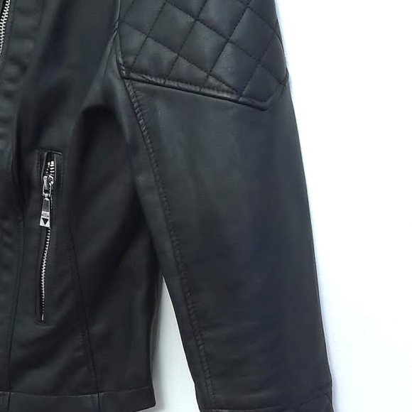 Guess black faux leather motorcycle inspired jacket size small - Picture 1 of 4
